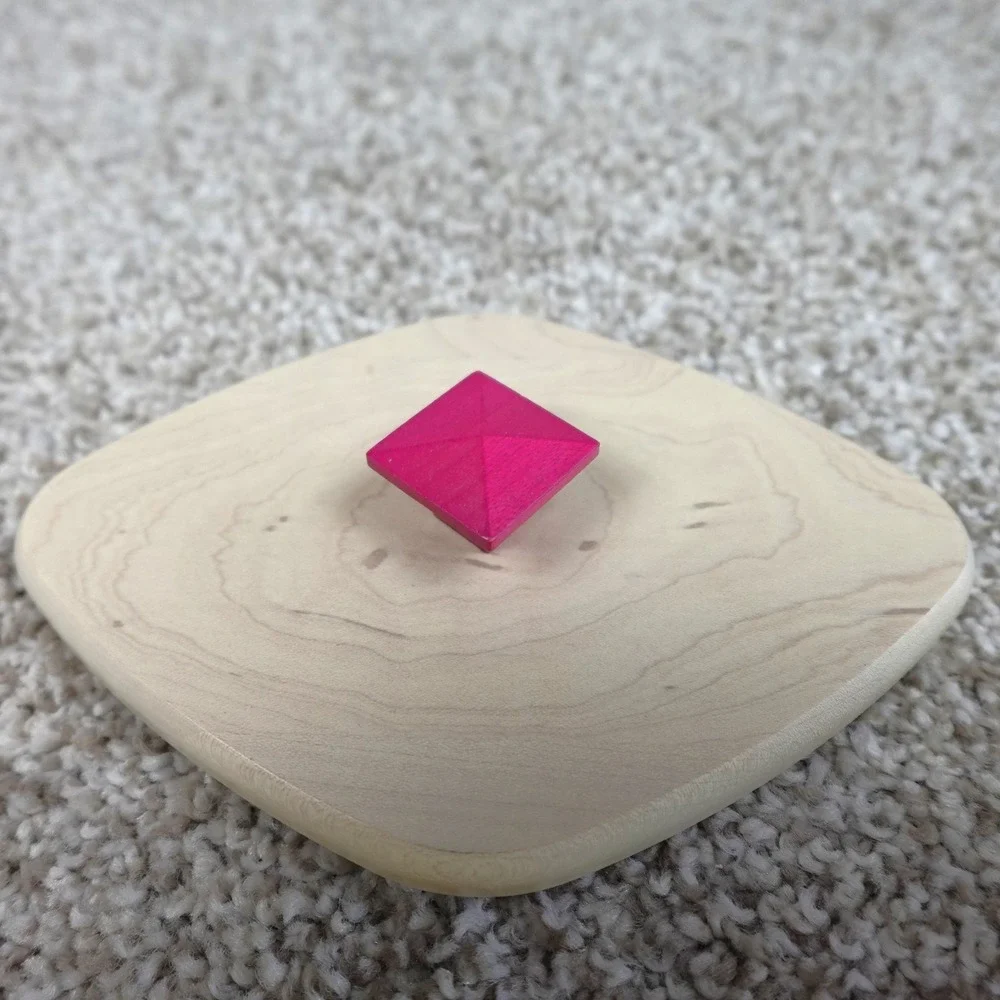 Longaberger 2012 Horizon of Hope Woodcrafts Lid Square Pink Knob Maple Wood